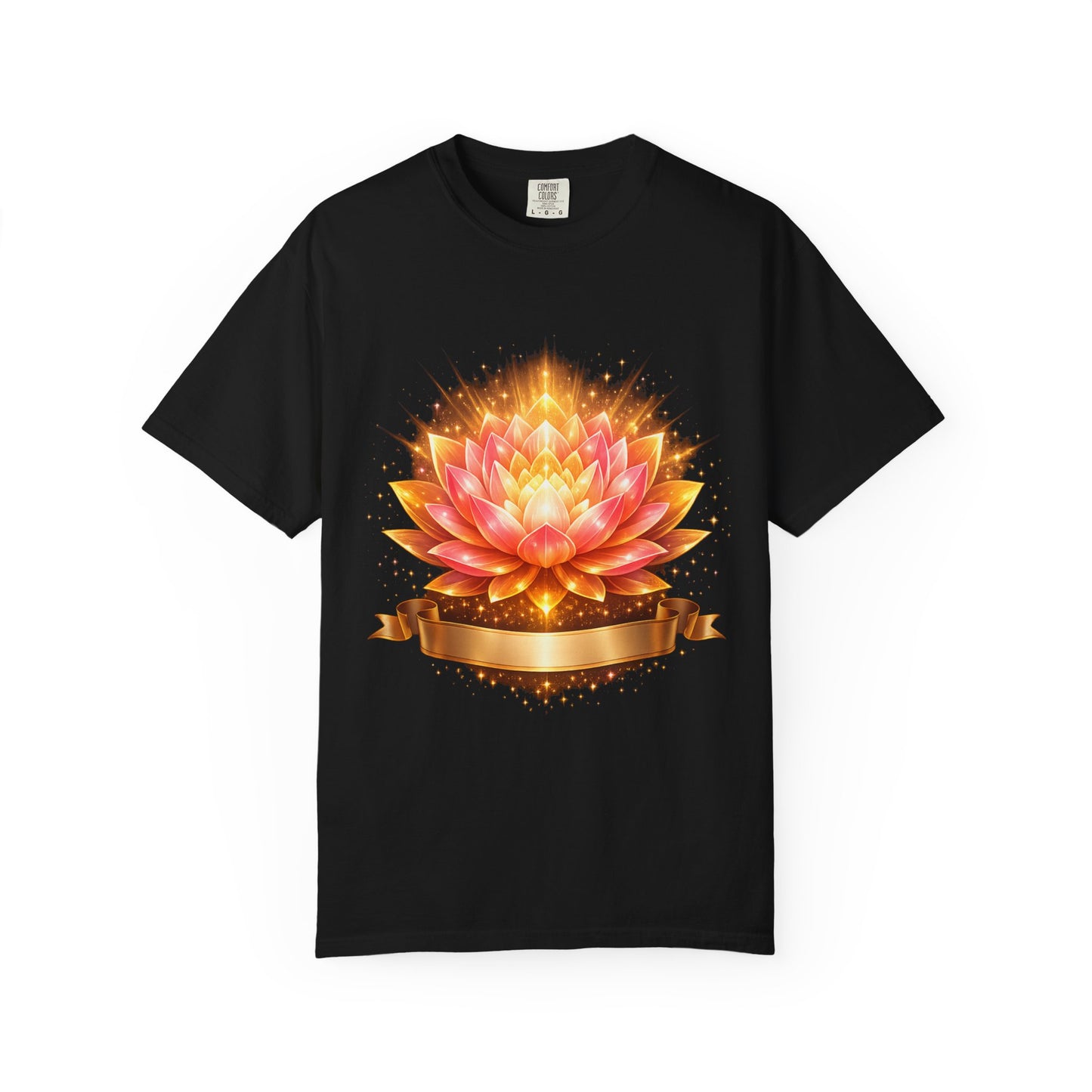 Lotus Bloom Graphic T-Shirt — Golden Floral Mandala Tee