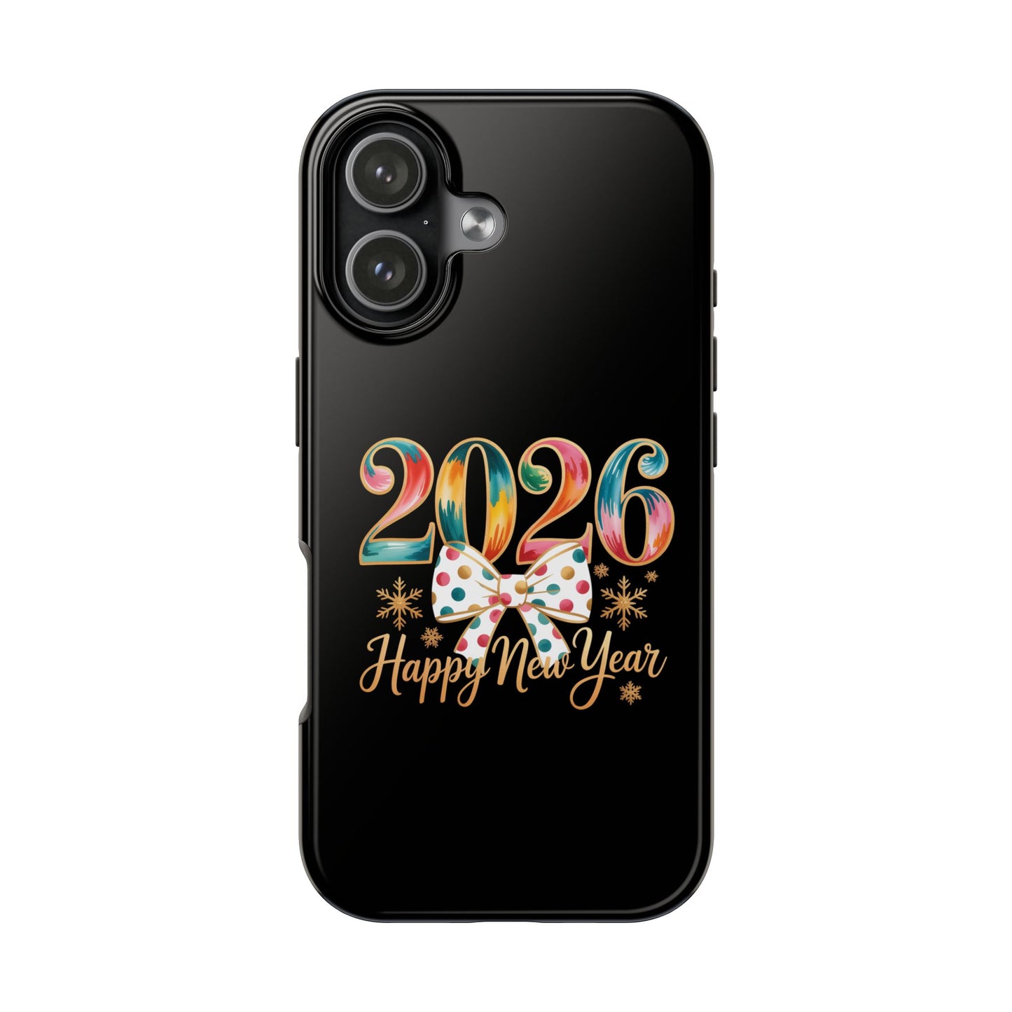 2026 Happy New Year Phone Case | Colorful Numbers, Polka Dot Bow, Sparkles