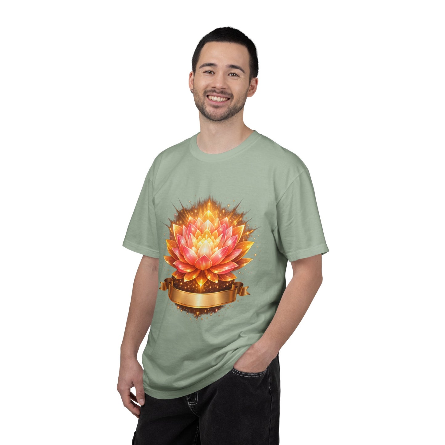Lotus Bloom Graphic T-Shirt — Golden Floral Mandala Tee
