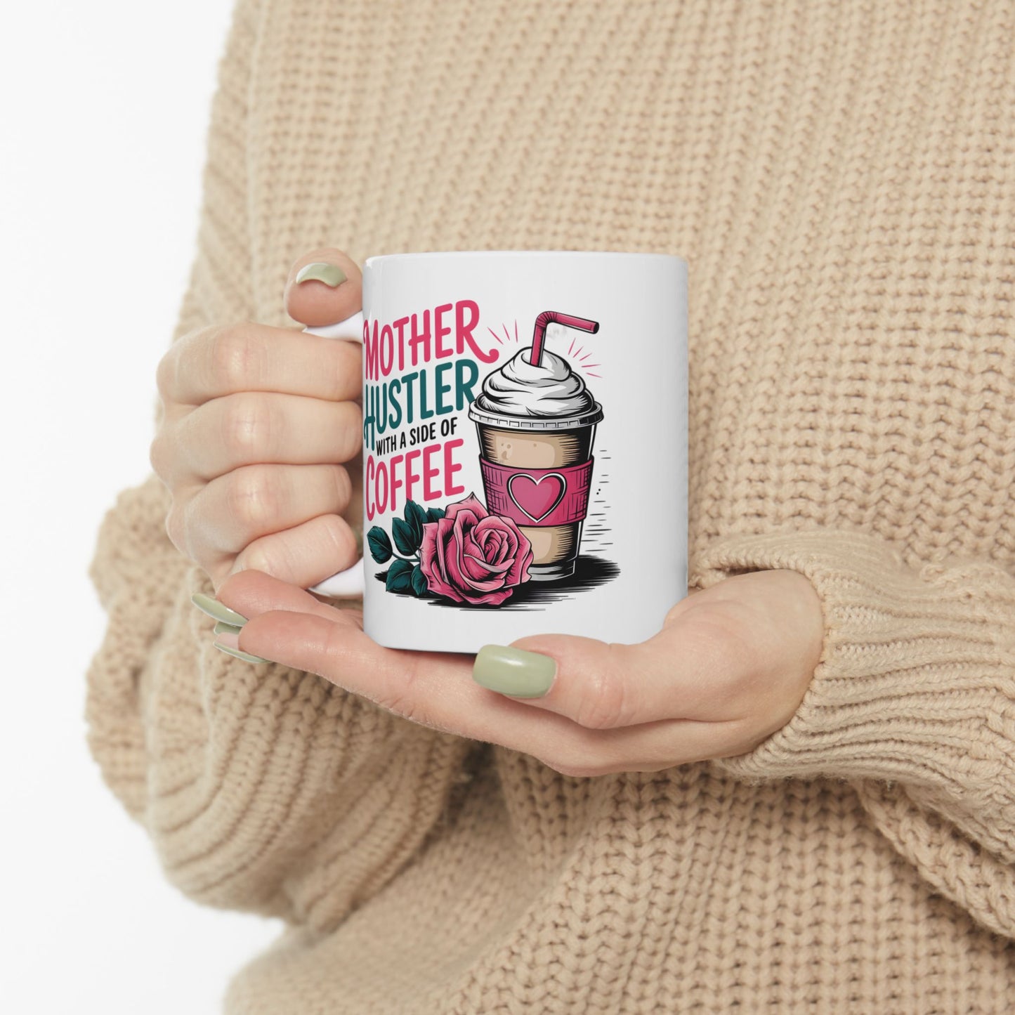 Mother Hustler With Coffee Mug | Cute Coffee Cup Illustration