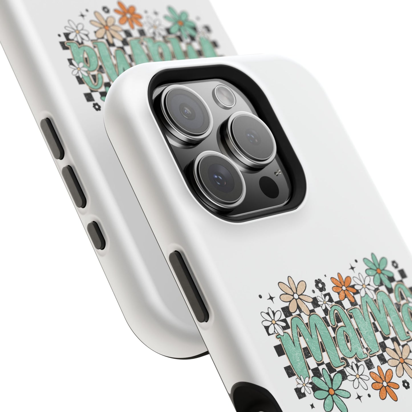 Mama floral checkerboard phone case | Magnetic impact-resistant case