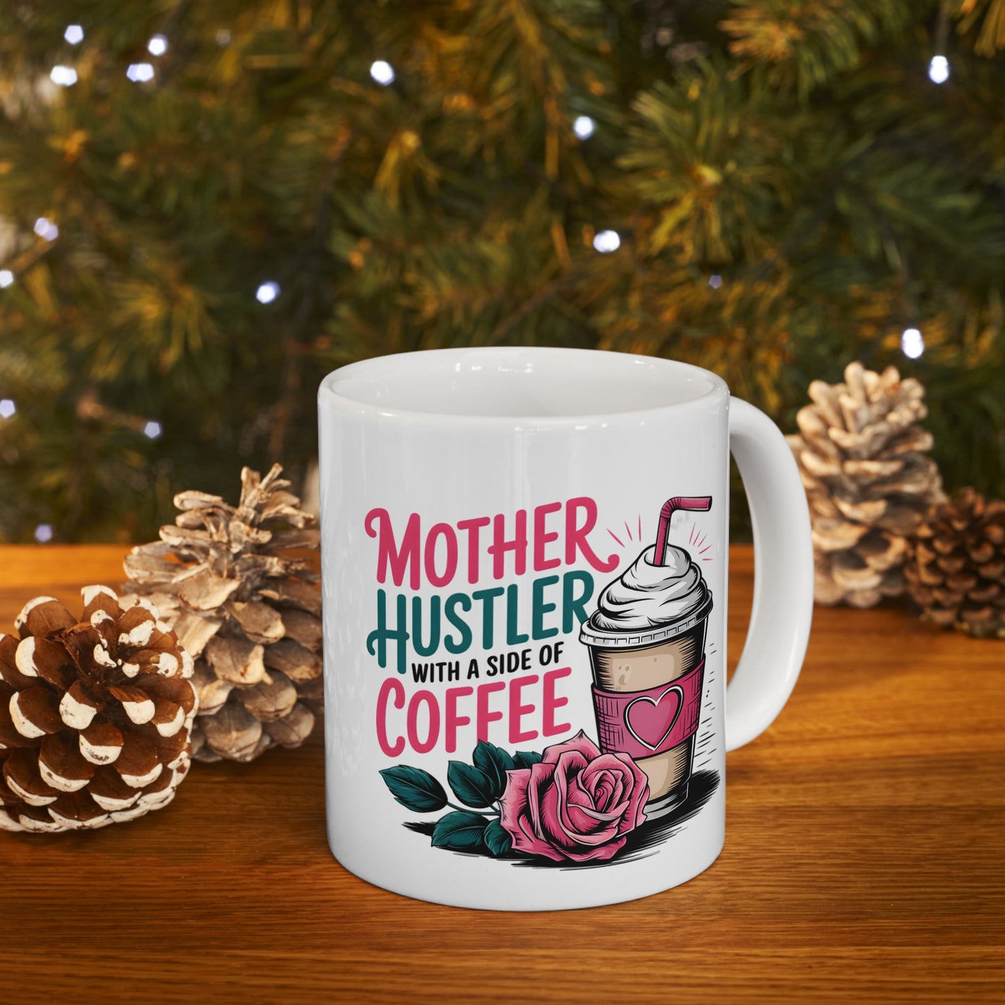 Mother Hustler With Coffee Mug | Cute Coffee Cup Illustration