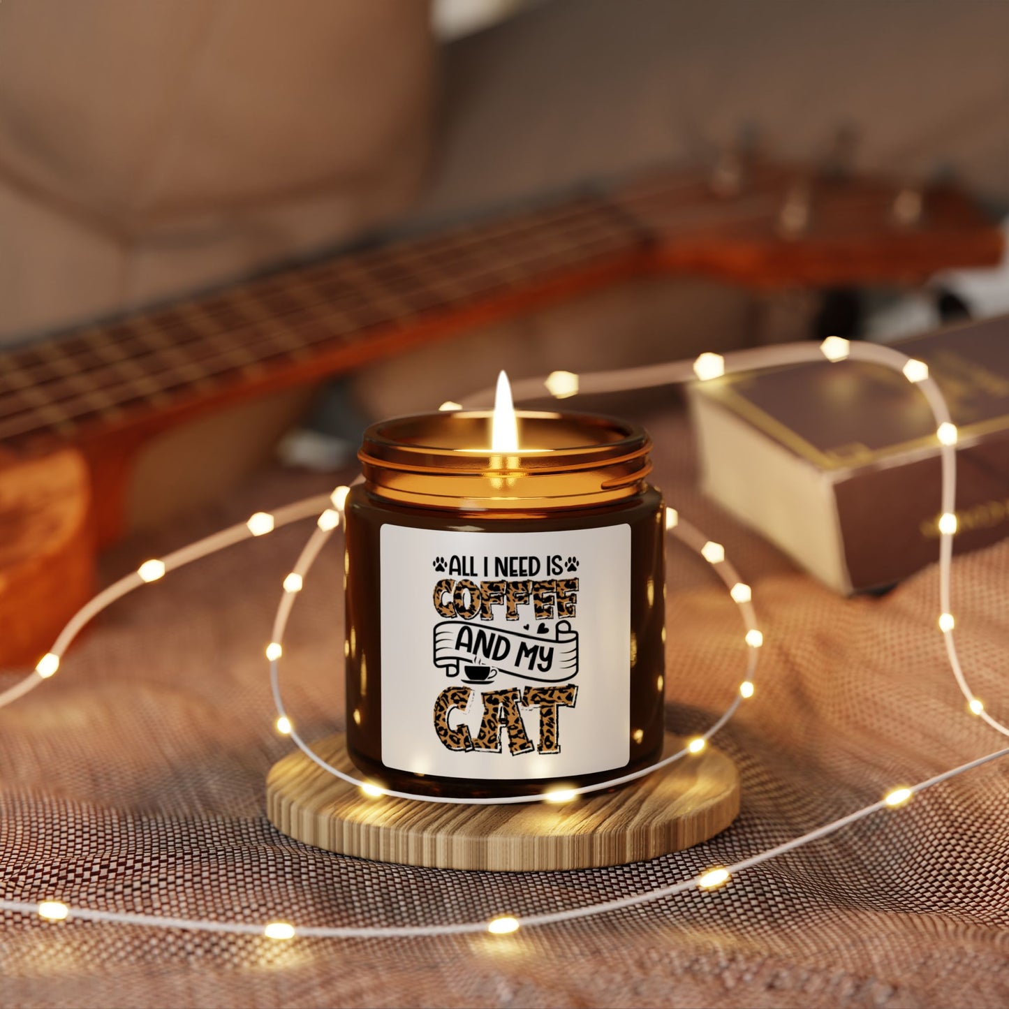 All I Need Is Coffee and My Cat Candle | Amber Soy Jar