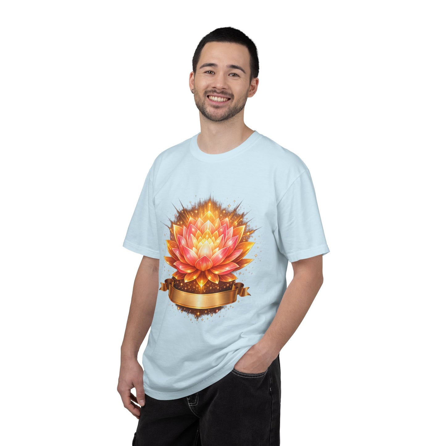 Lotus Bloom Graphic T-Shirt — Golden Floral Mandala Tee