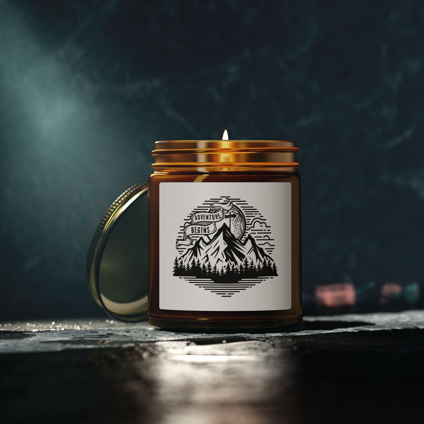 Mountain Adventure Candle Coconut Apricot Wax 4oz 9oz | Travel Illustration