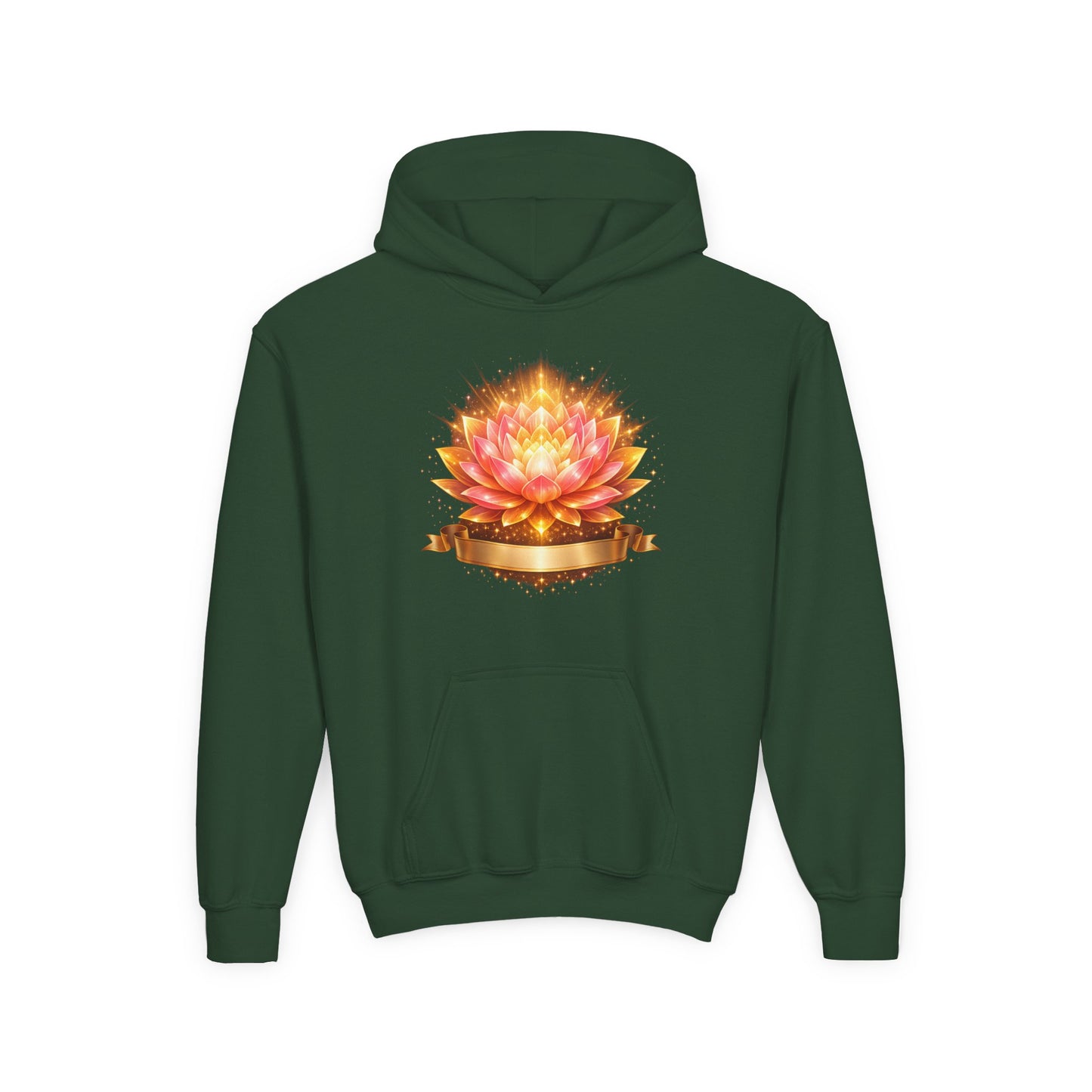 Youth Hoodie — Golden Lotus Meditation Graphic
