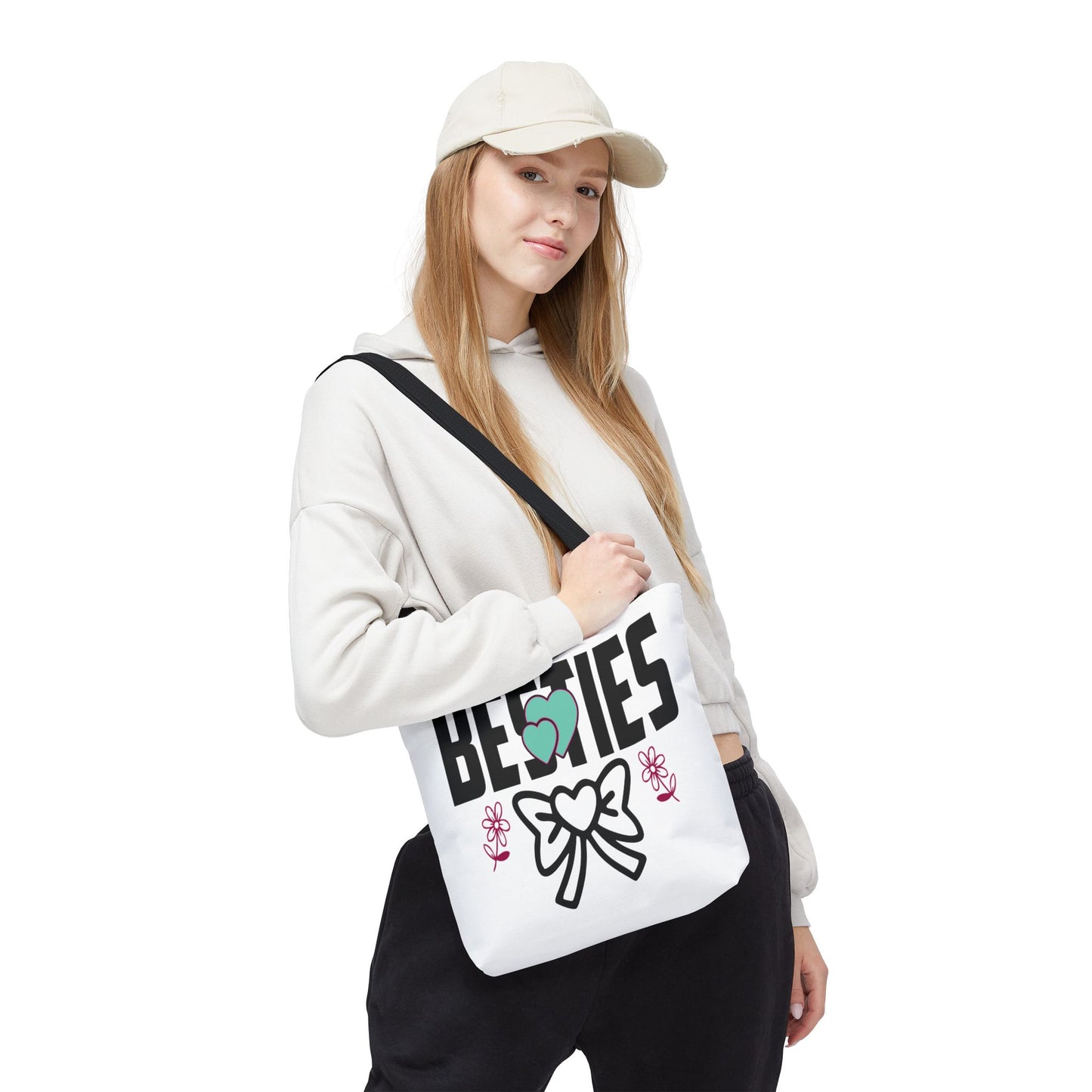 Besties Tote Bag | Heart Bow Friends Design