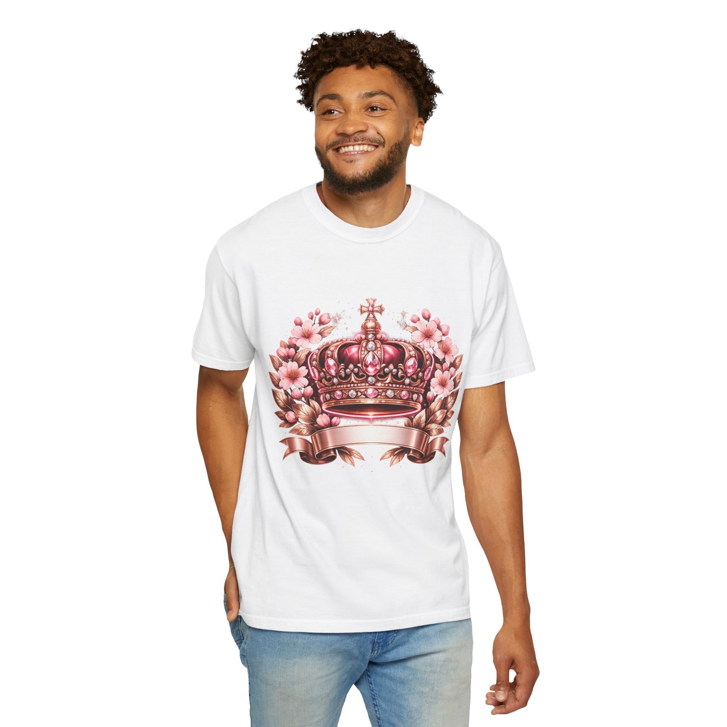 Pink Floral Crown T-Shirt — Royal Blossom Graphic Tee
