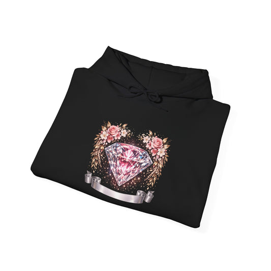 Hoodie — Pink Diamond Heart Floral Crest Hoodie