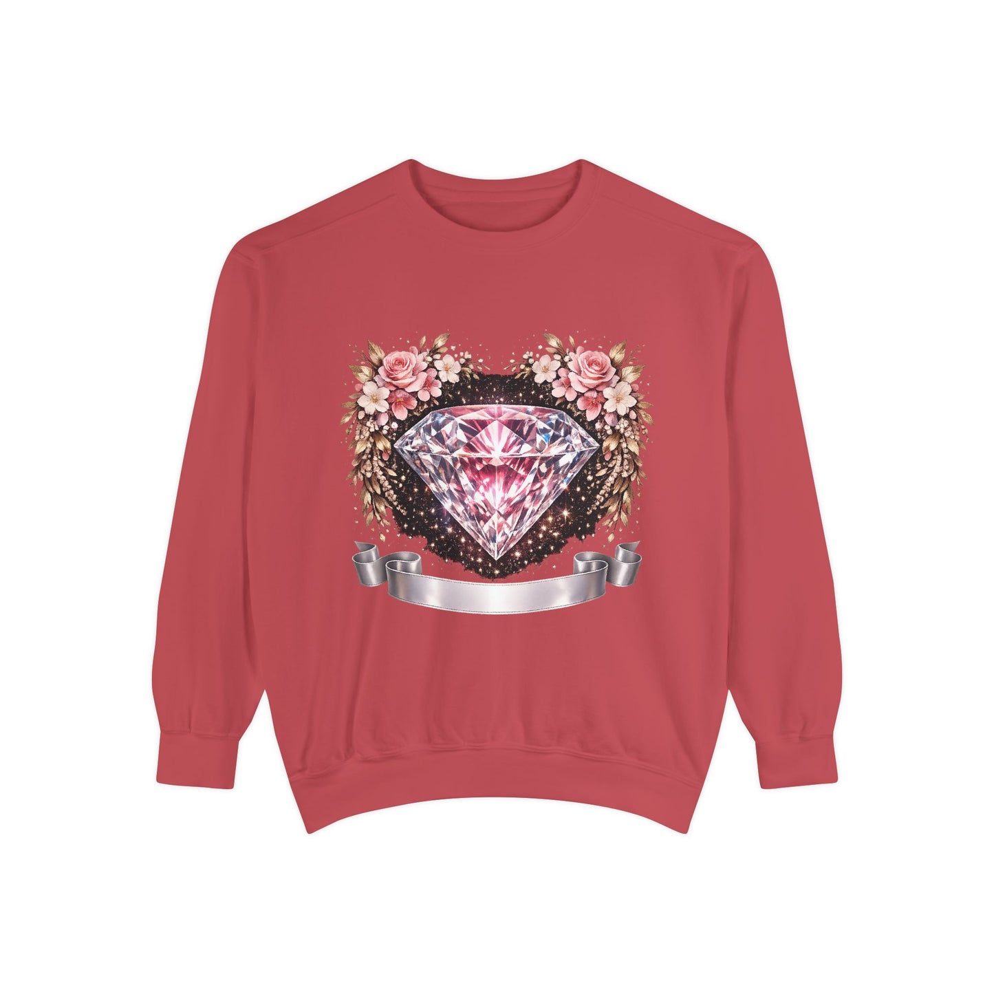 Diamond Floral Sweatshirt — Pink Gem Graphic Crewneck