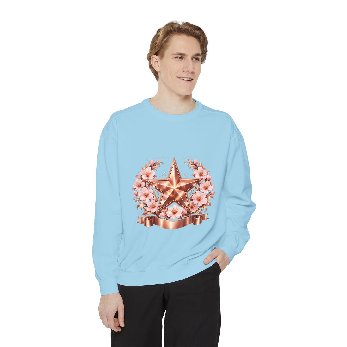 Rose Gold Star Floral Sweatshirt