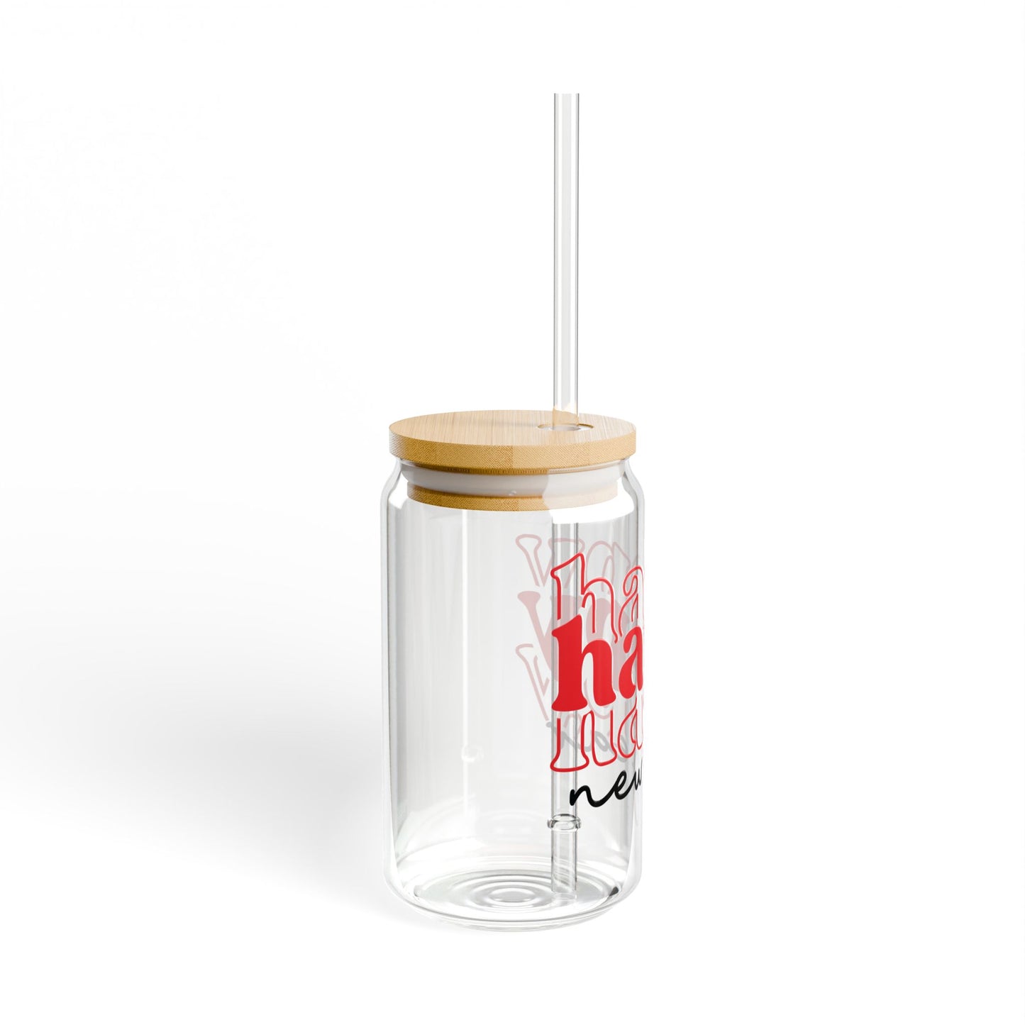Happy New Year Sipper Glass | 16oz clear tumbler with straw