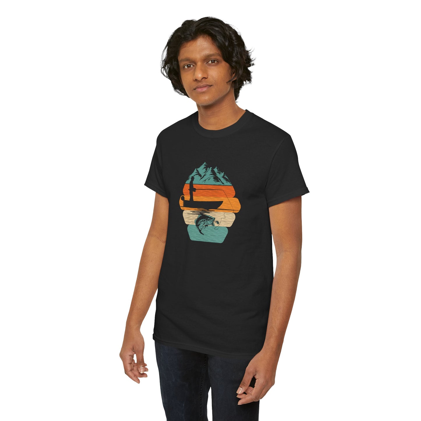Retro Mountain Surf Tee — Vintage Sunset Waves Nature T-Shirt
