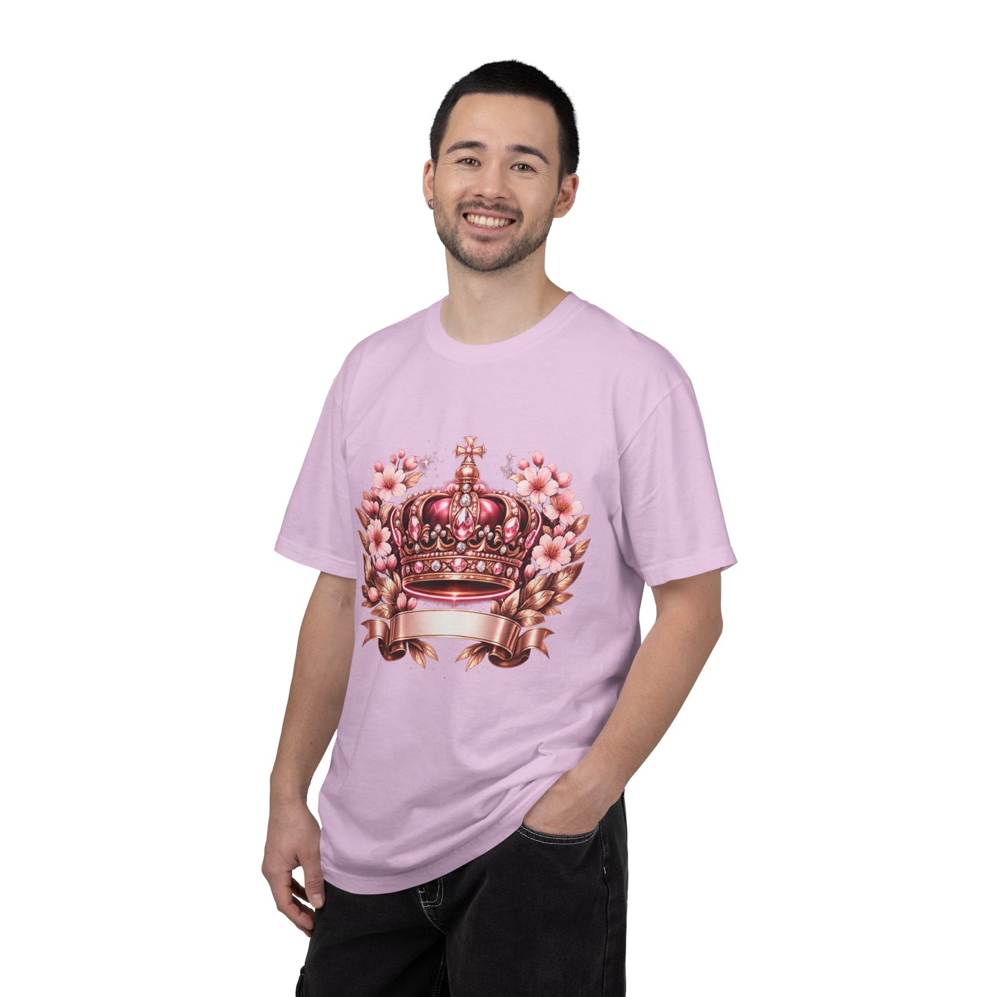 Pink Floral Crown T-Shirt — Royal Blossom Graphic Tee
