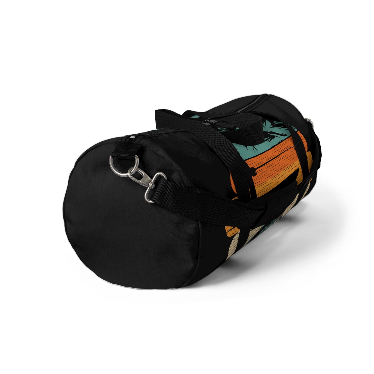 Retro Fishing Scene Duffel Bag | Vintage Boat Bass Graphic