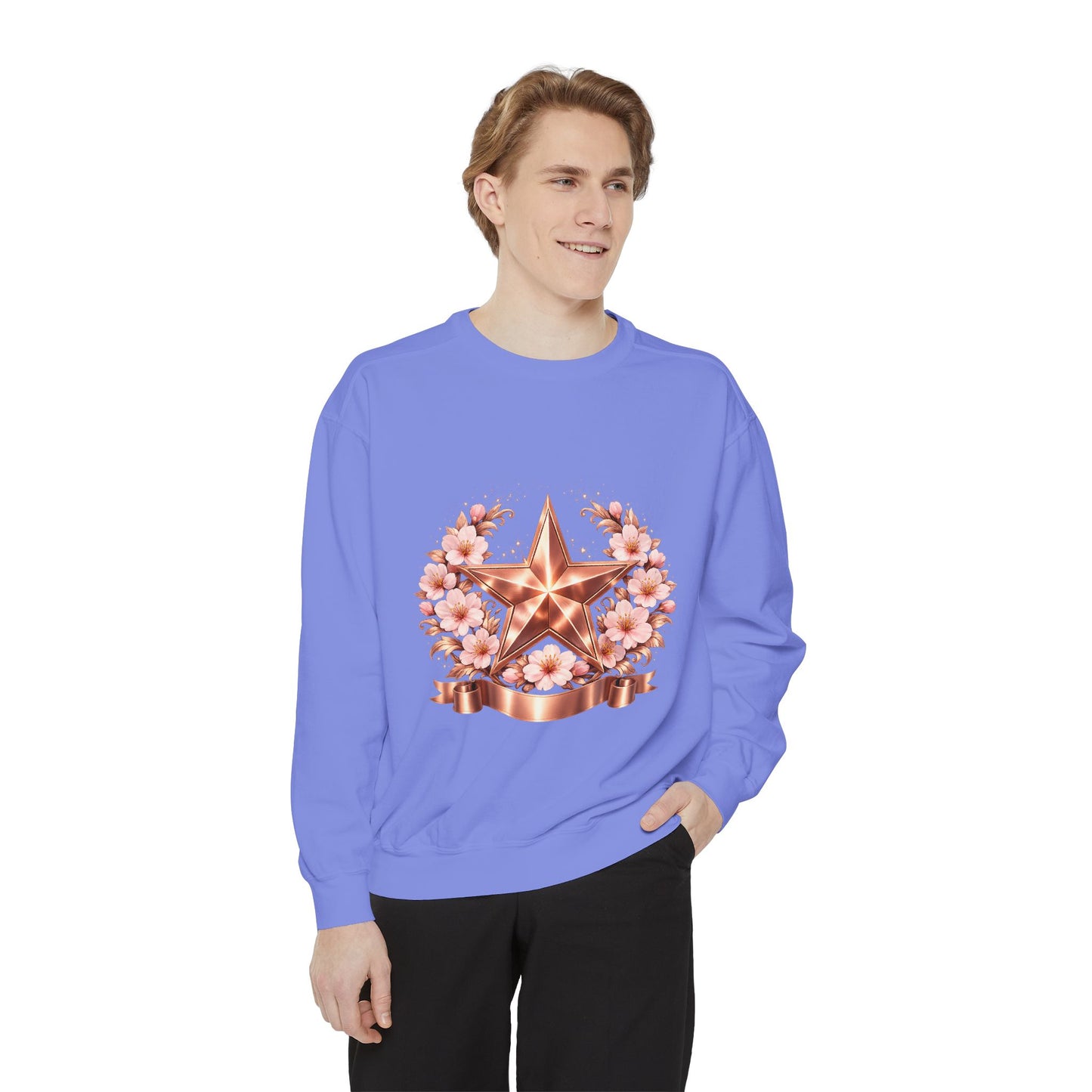 Rose Gold Star Floral Sweatshirt