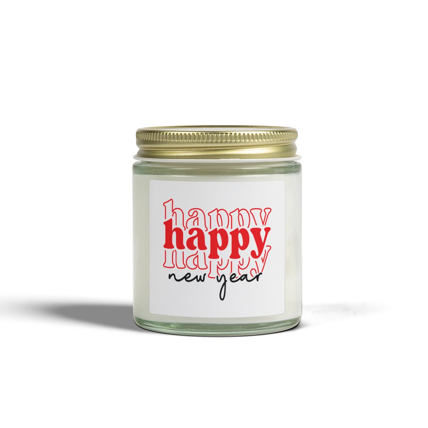 Happy New Year Typography Candle | Coconut Apricot Wax Jar