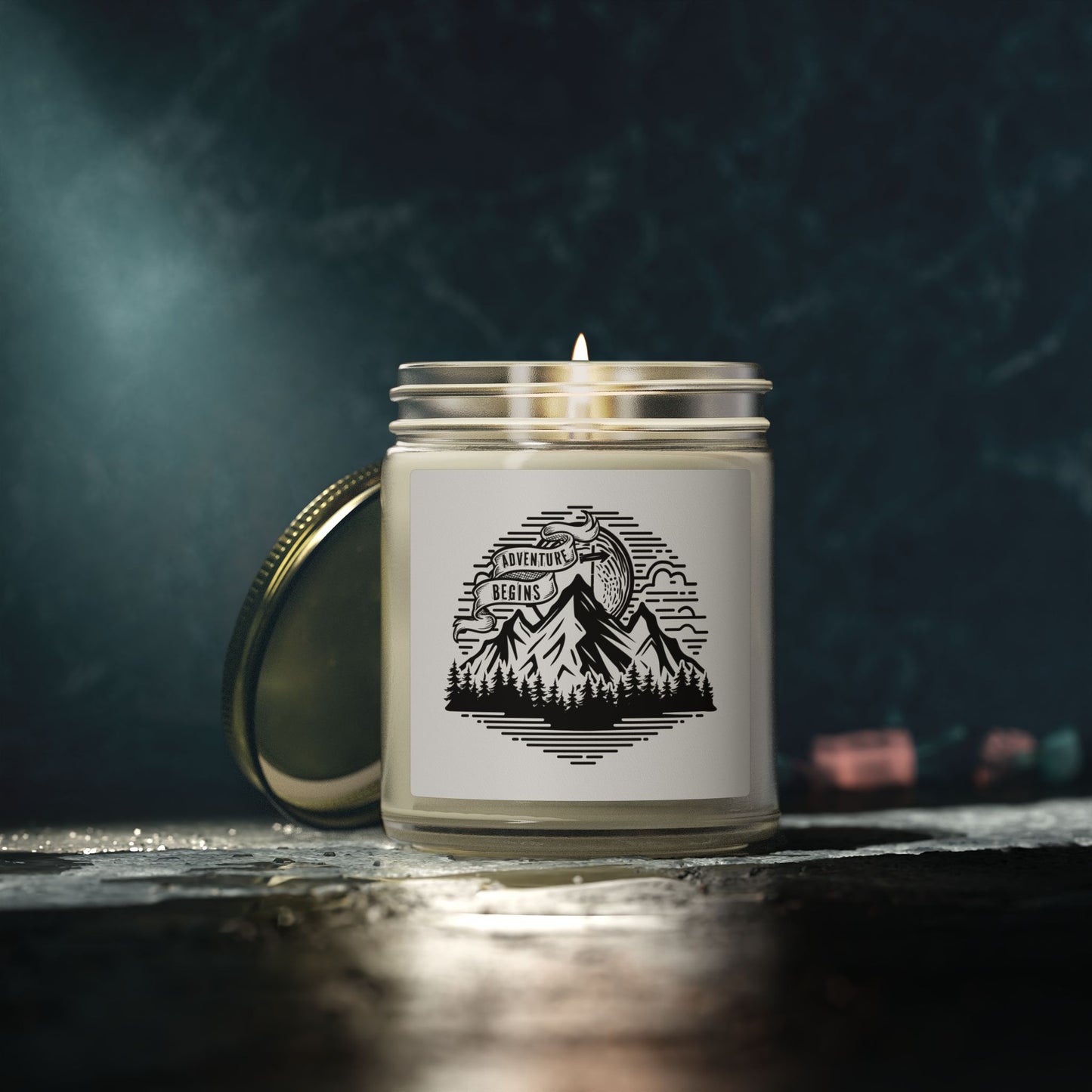 Mountain Adventure Candle Coconut Apricot Wax 4oz 9oz | Travel Illustration