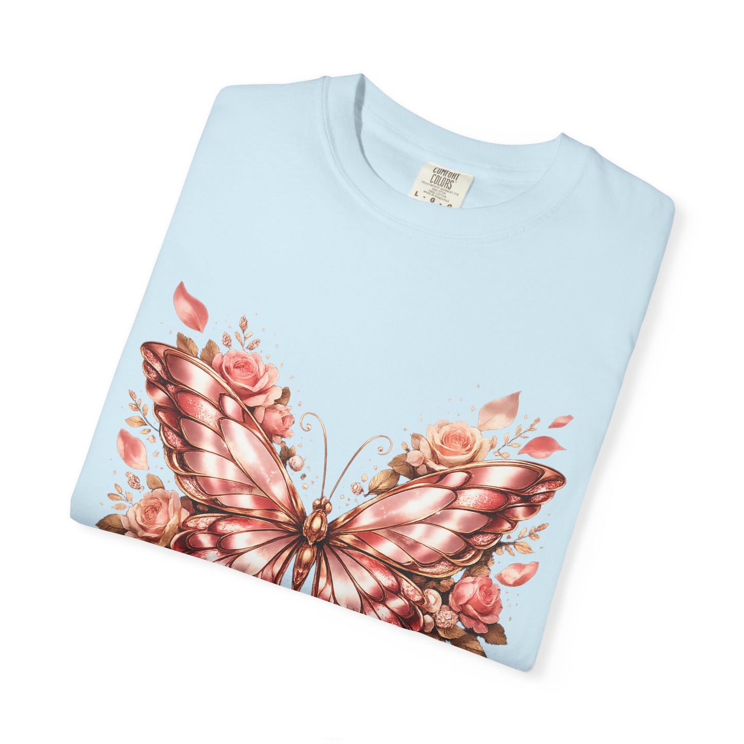 Rose Gold Butterfly T-Shirt — Floral Ribbon Graphic Tee
