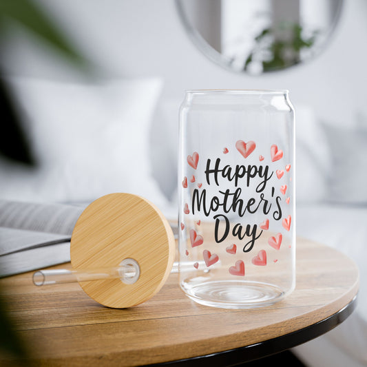 Happy Mother's Day Sipper Glass | 16oz Heart Design