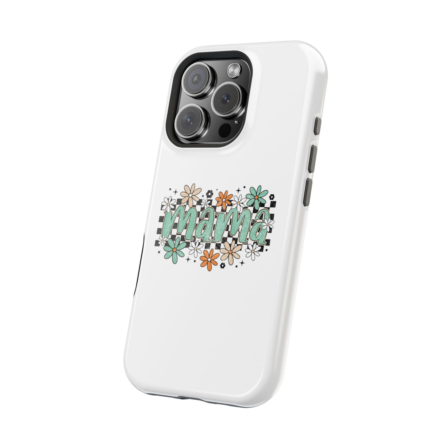 Mama floral checkerboard phone case | Magnetic impact-resistant case