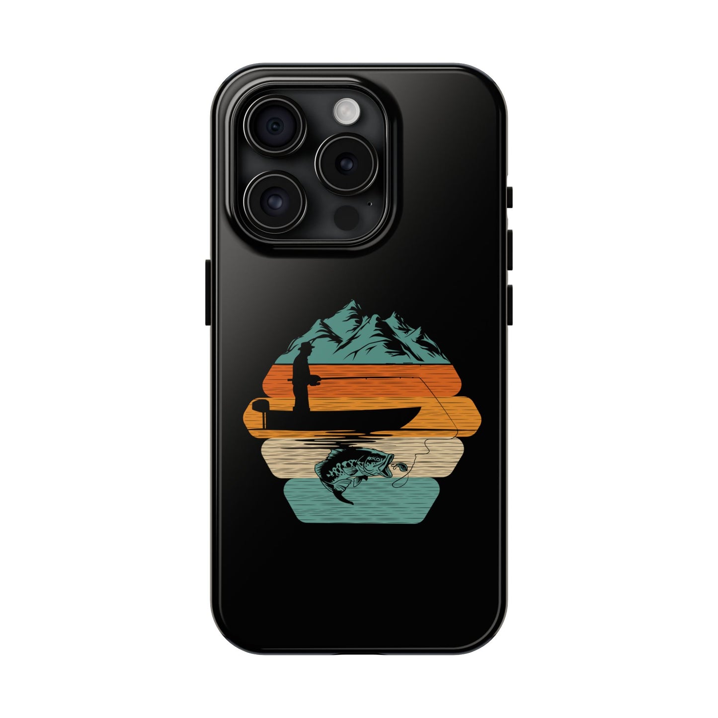 Retro Fishing Sunset Phone Case | Bass Boat Angler Design