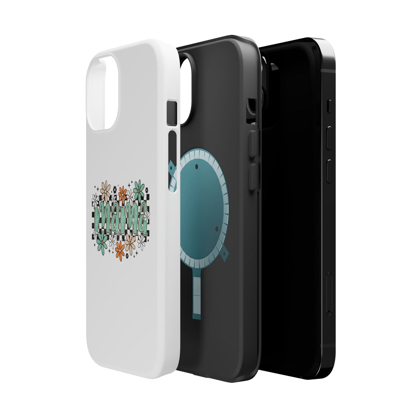 Mama floral checkerboard phone case | Magnetic impact-resistant case