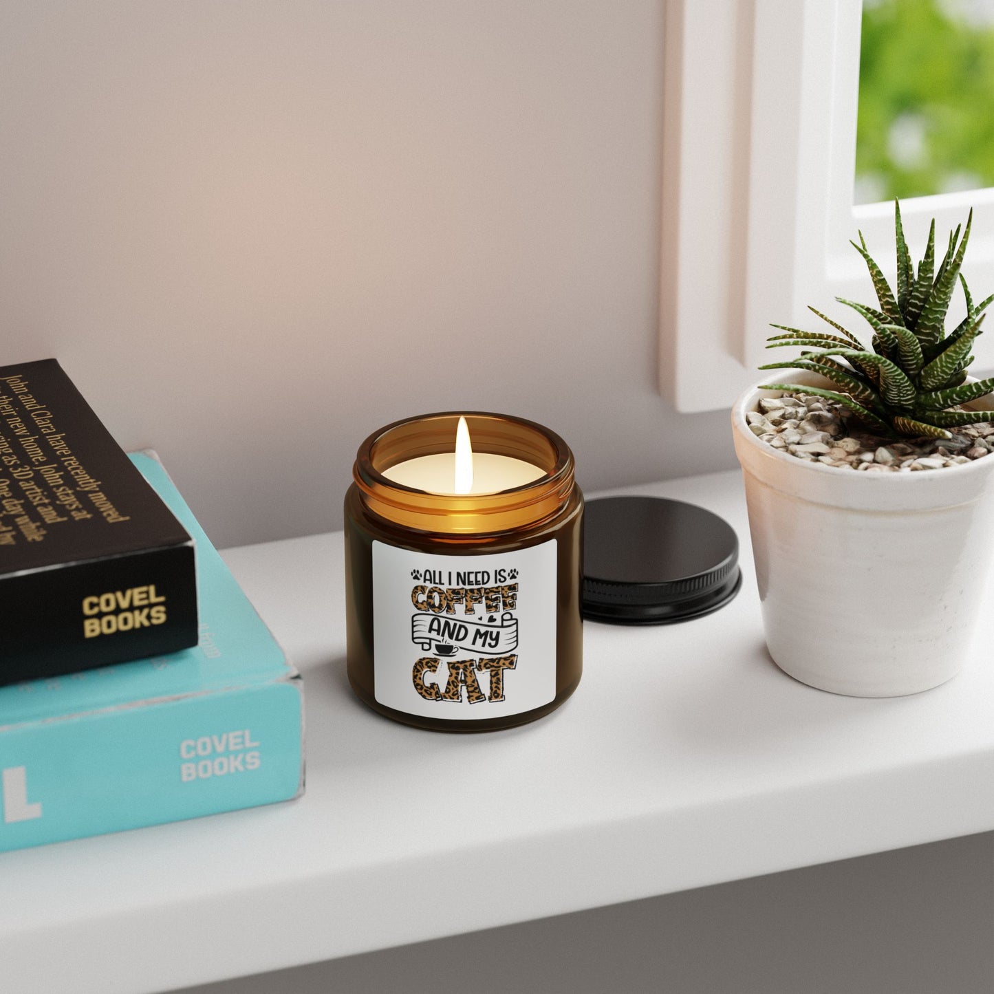 All I Need Is Coffee and My Cat Candle | Amber Soy Jar