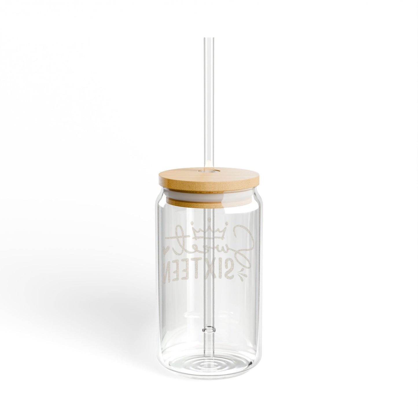 Sweet Sixteen Sipper Glass | 16oz Clear Tumbler with Straw