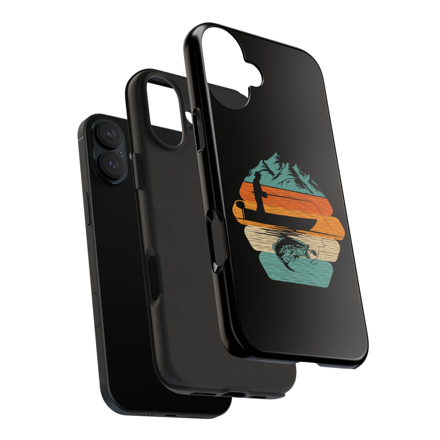 Retro Fishing Sunset Phone Case | Bass Boat Angler Design