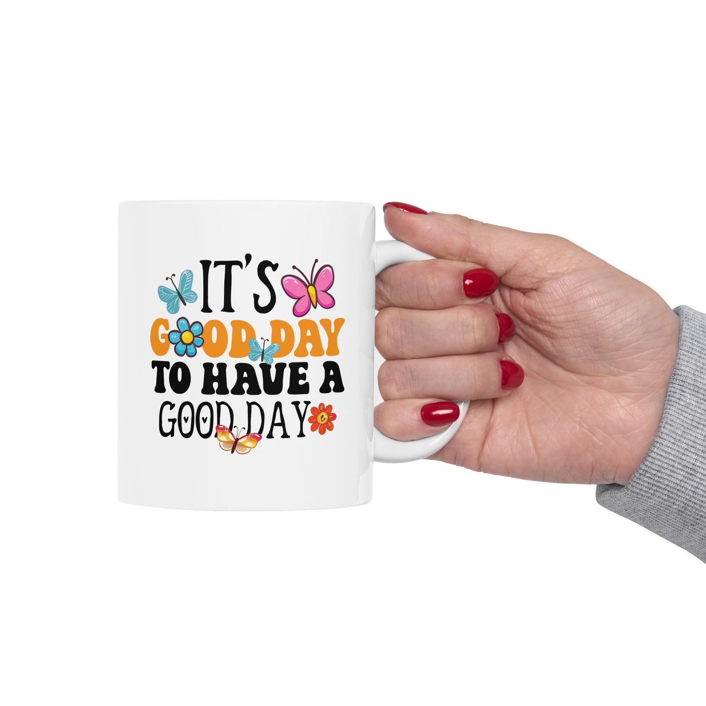 Good Day To Be A Grandma Mug | Floral Butterflies Ceramic Coffee Cup