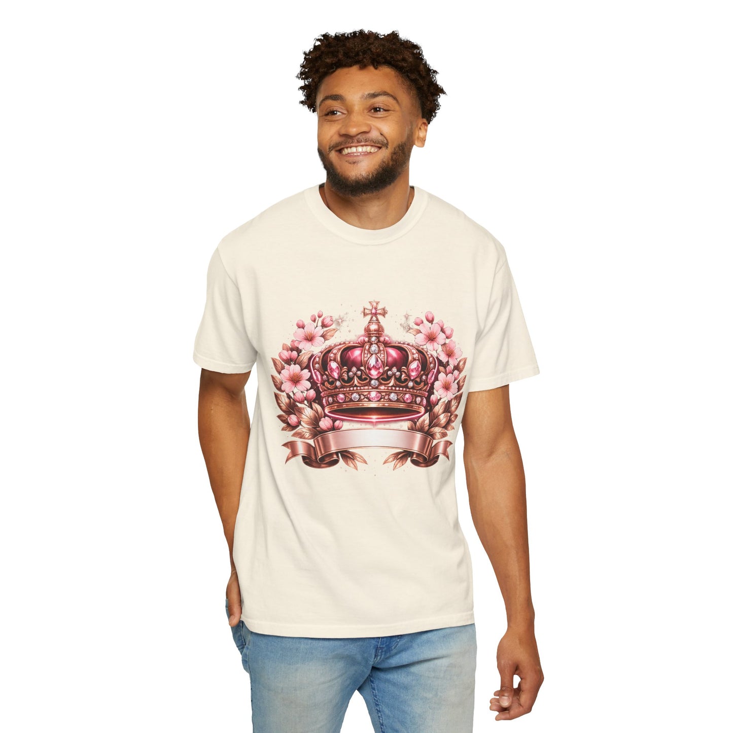 Pink Floral Crown T-Shirt — Royal Blossom Graphic Tee