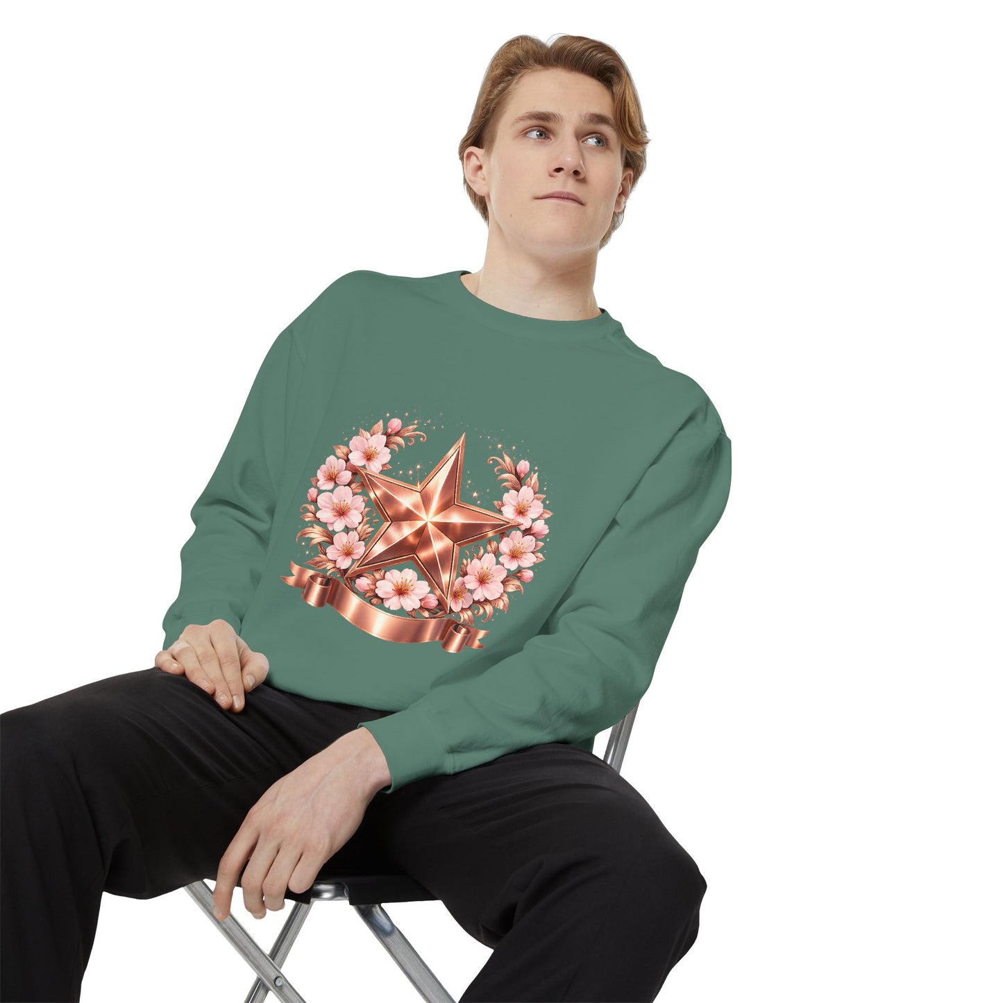 Rose Gold Star Floral Sweatshirt
