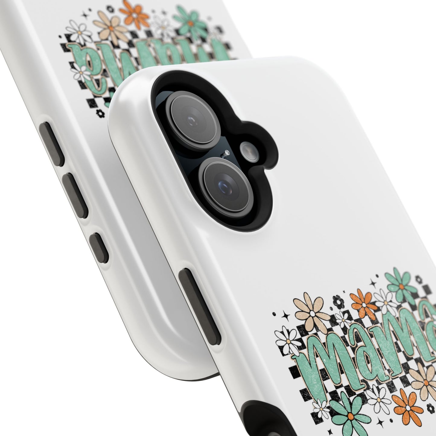 Mama floral checkerboard phone case | Magnetic impact-resistant case