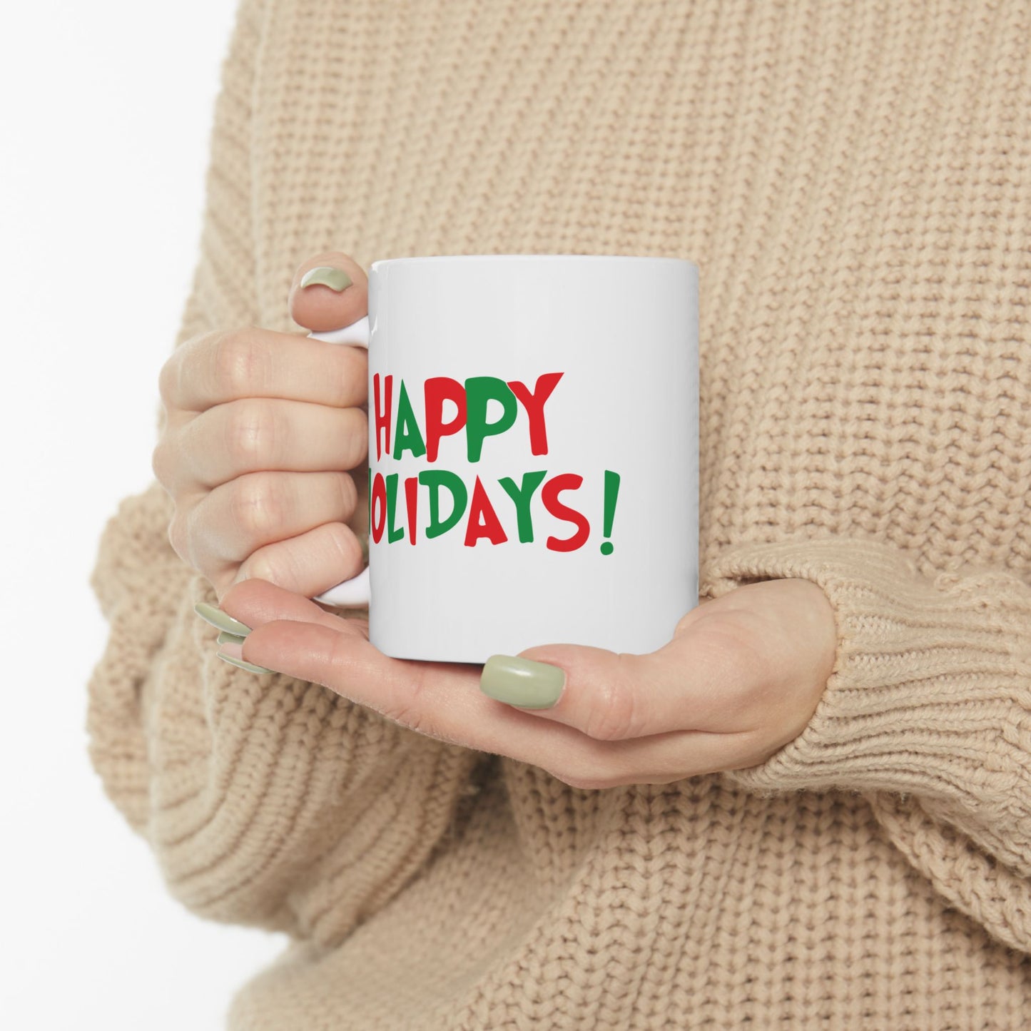 Happy Holidays Mug | Christmas Red Green Holiday Ceramic Mug