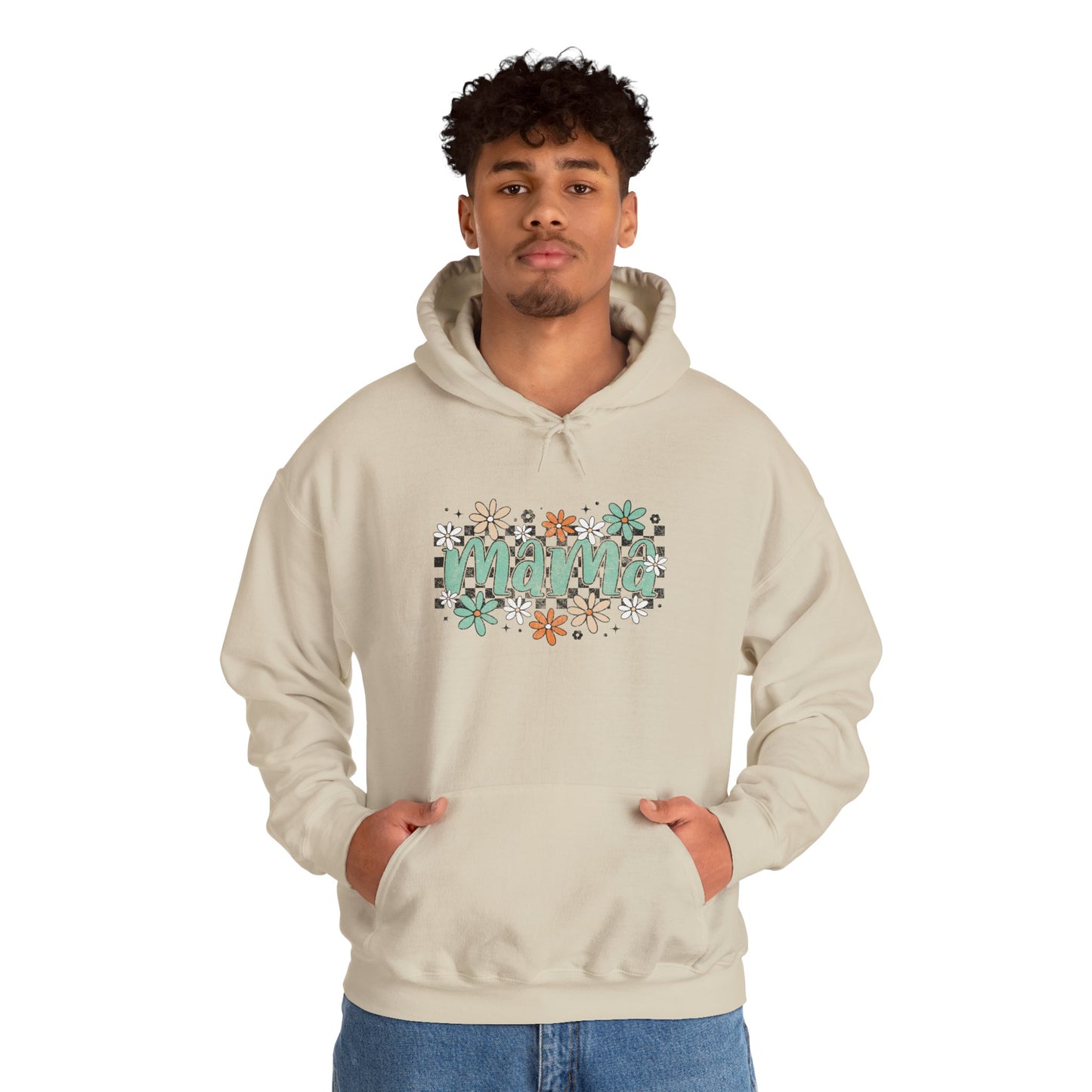 Floral Mama Hoodie – Checkerboard Green Mom Sweatshirt
