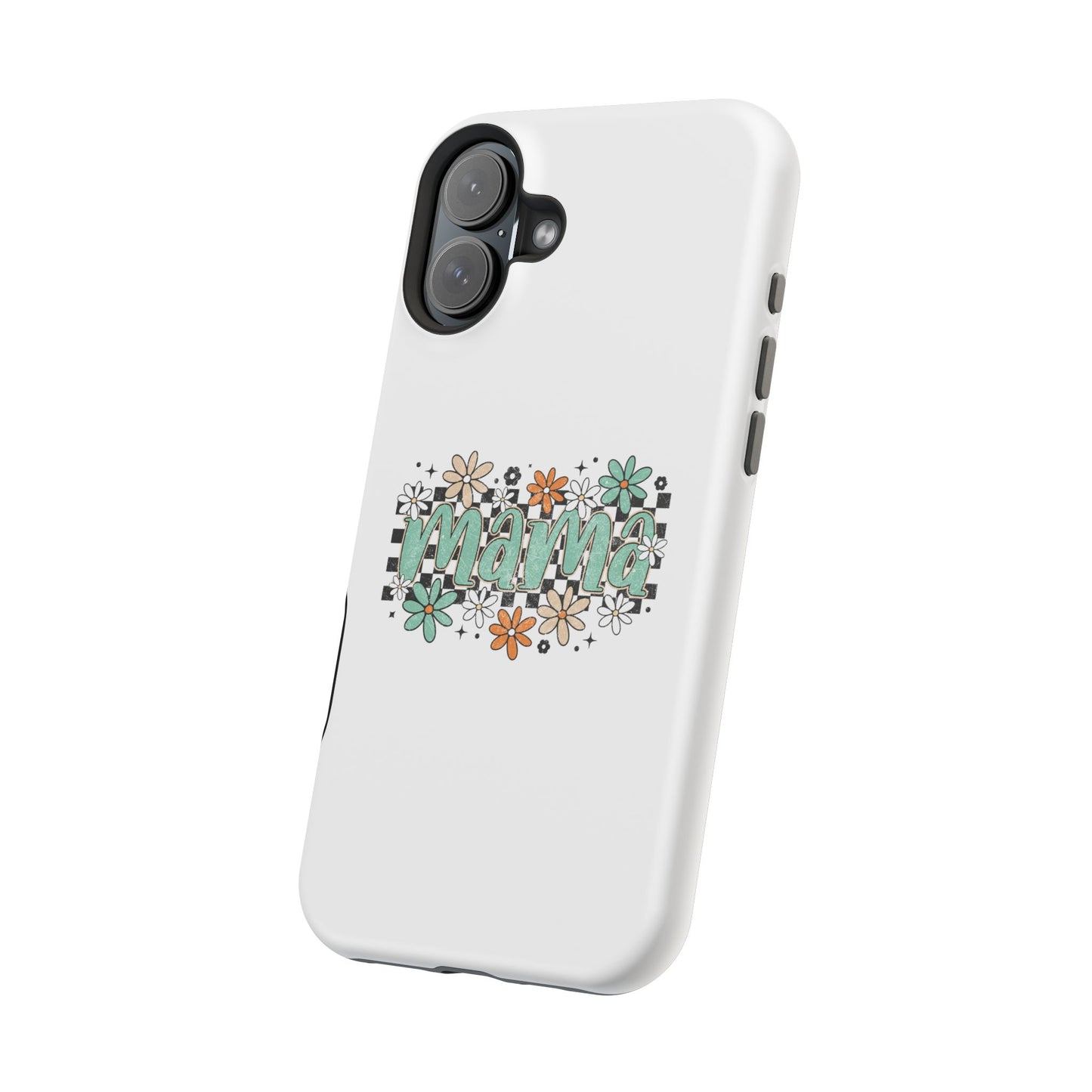Mama floral checkerboard phone case | Magnetic impact-resistant case