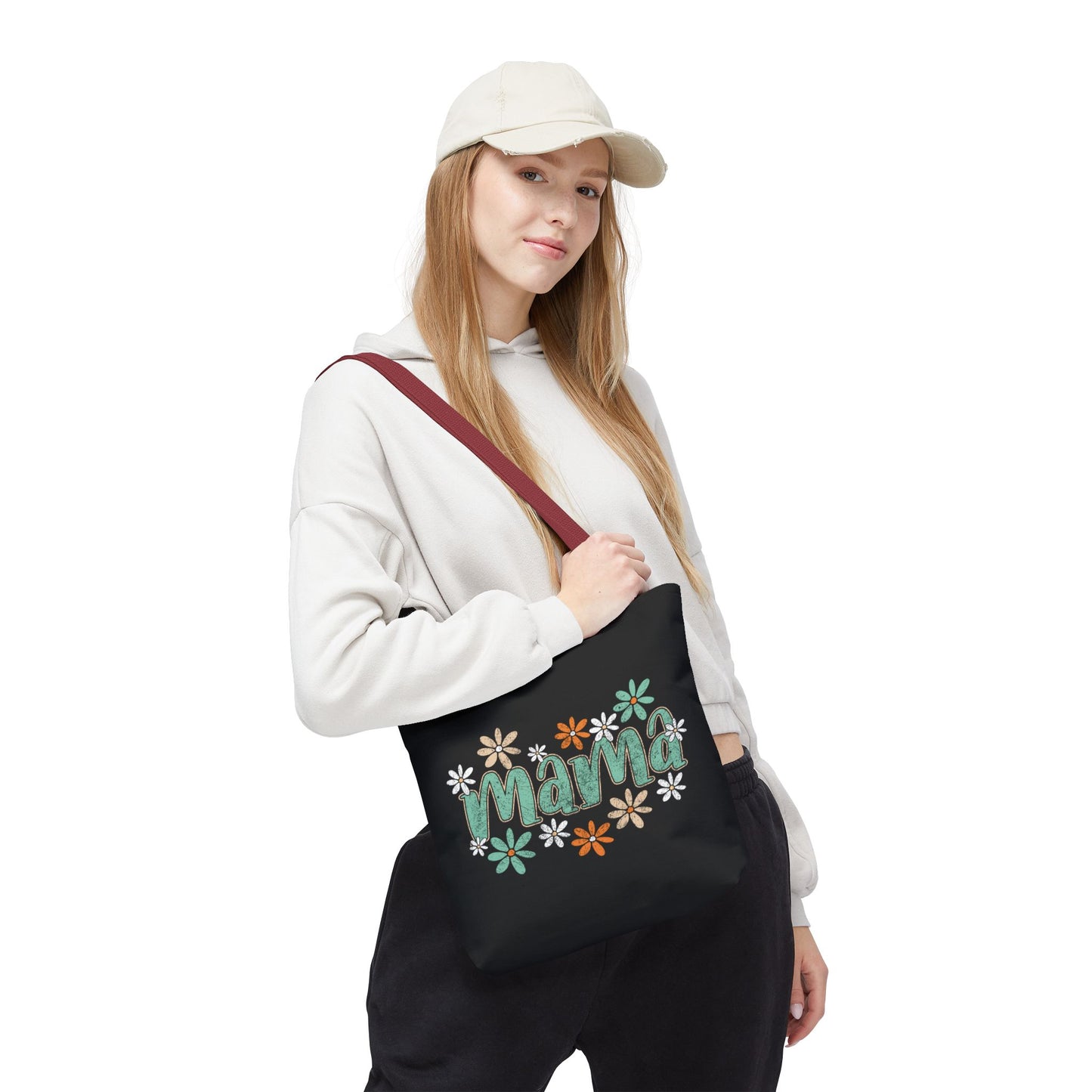 Mama floral script Tote Bag | daisy flower design