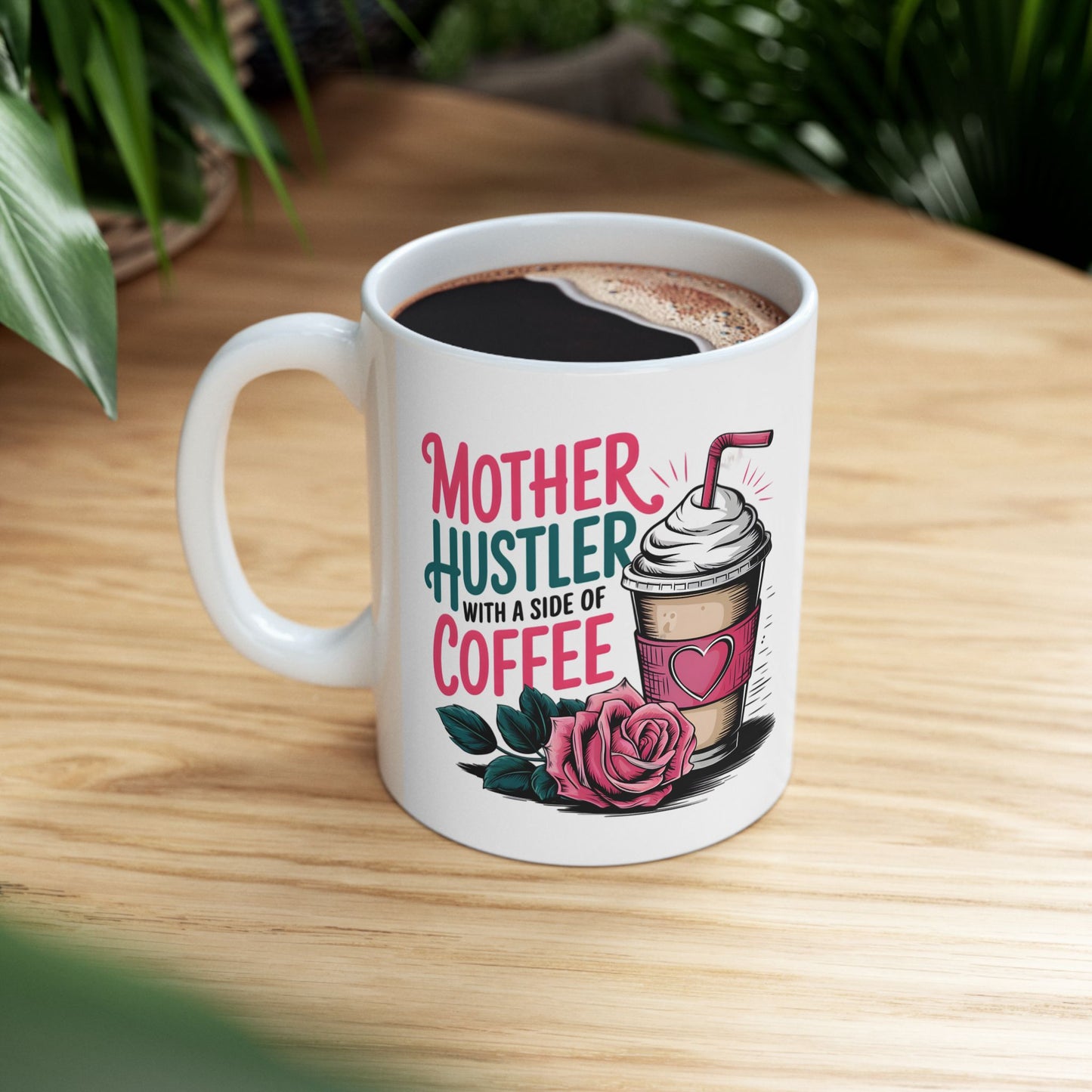 Mother Hustler With Coffee Mug | Cute Coffee Cup Illustration