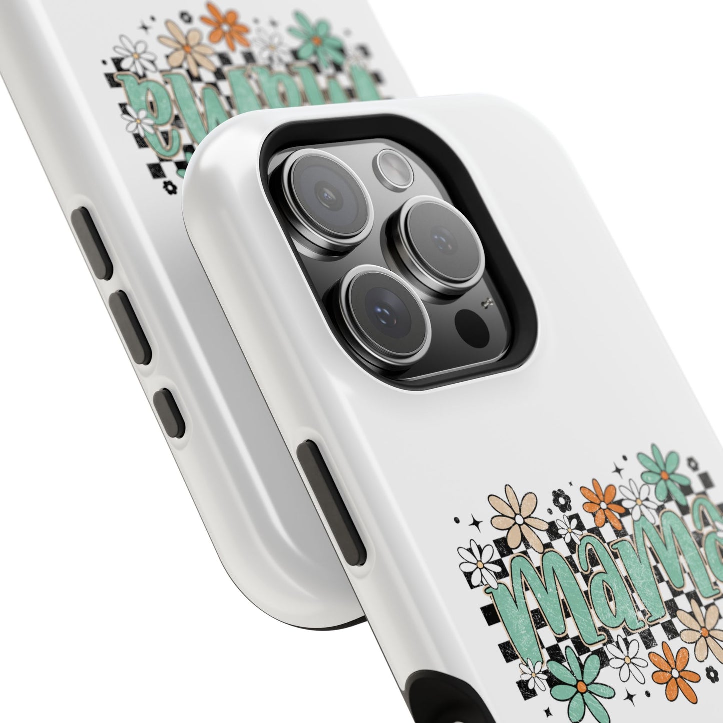 Mama floral checkerboard phone case | Magnetic impact-resistant case