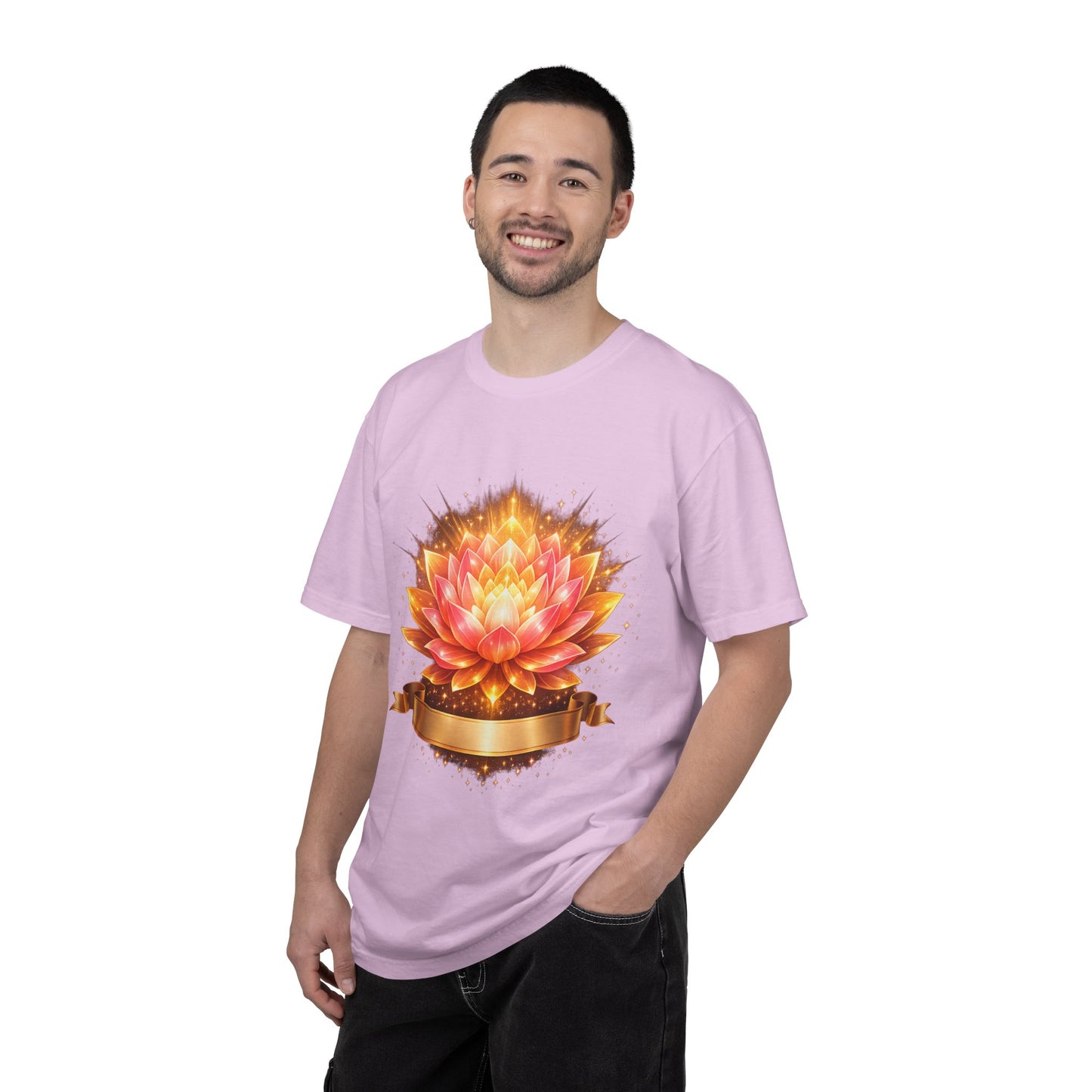 Lotus Bloom Graphic T-Shirt — Golden Floral Mandala Tee