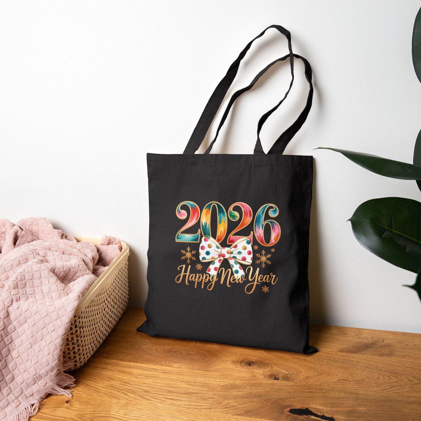2026 Happy New Year Tote Bag | New Year Celebration Canvas Tote