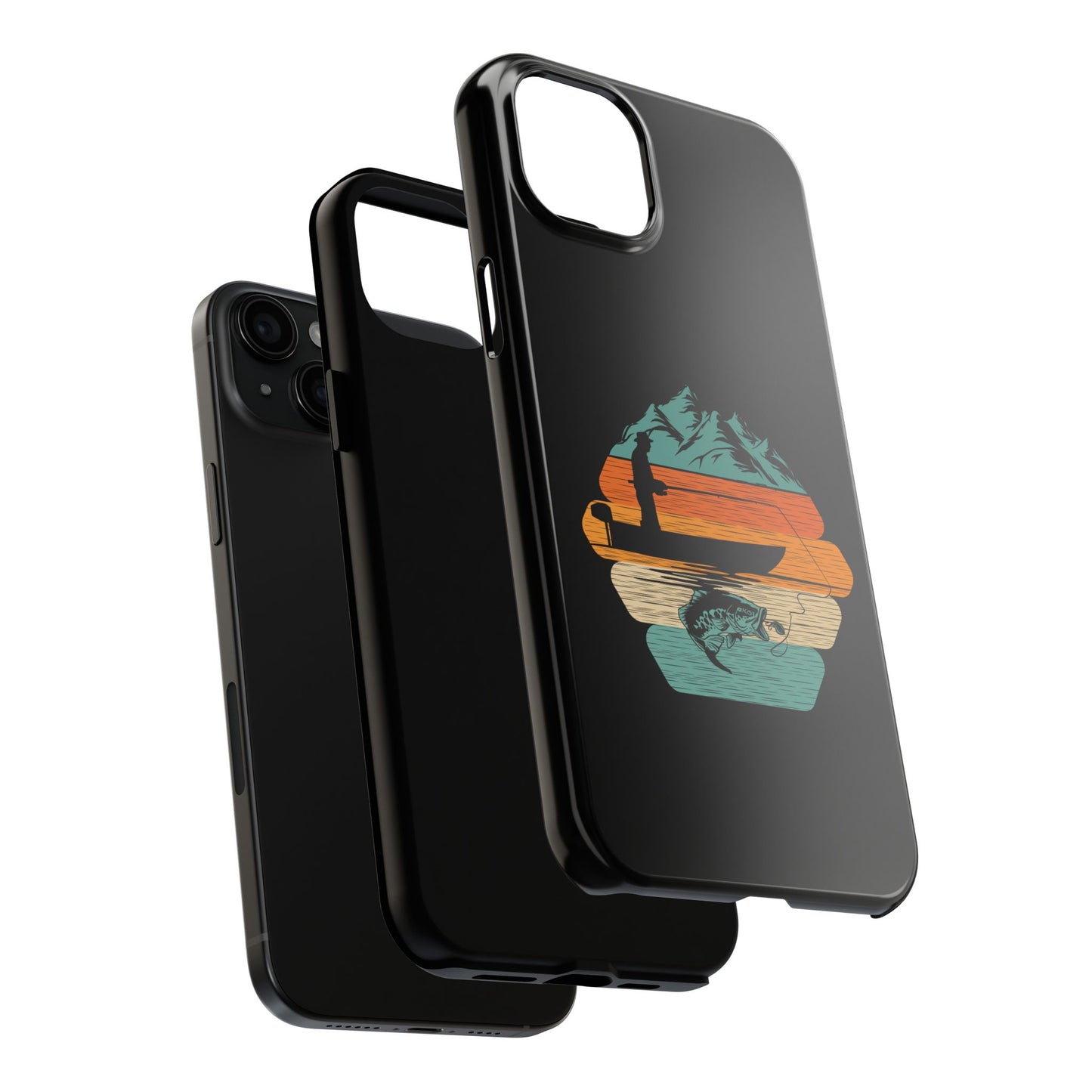 Retro Fishing Sunset Phone Case | Bass Boat Angler Design