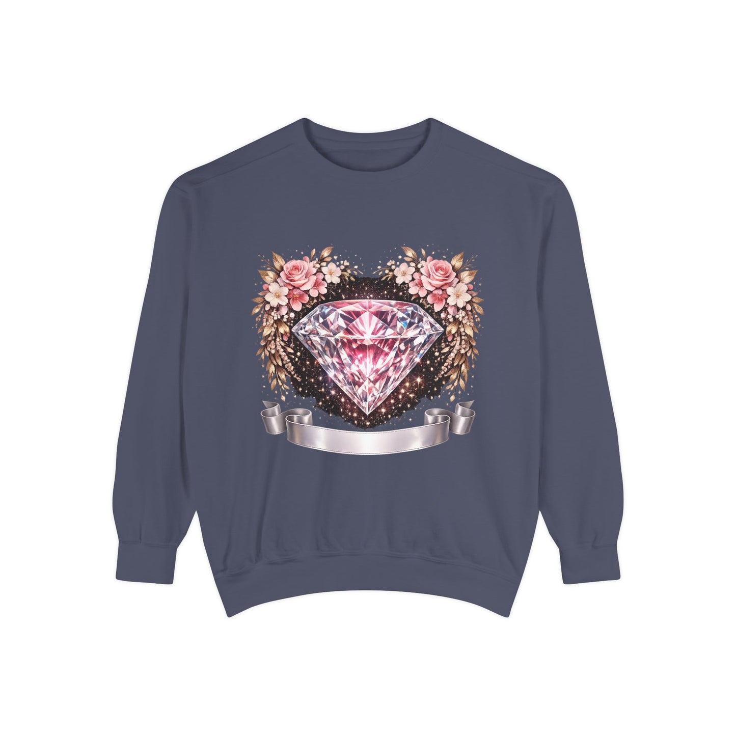Diamond Floral Sweatshirt — Pink Gem Graphic Crewneck