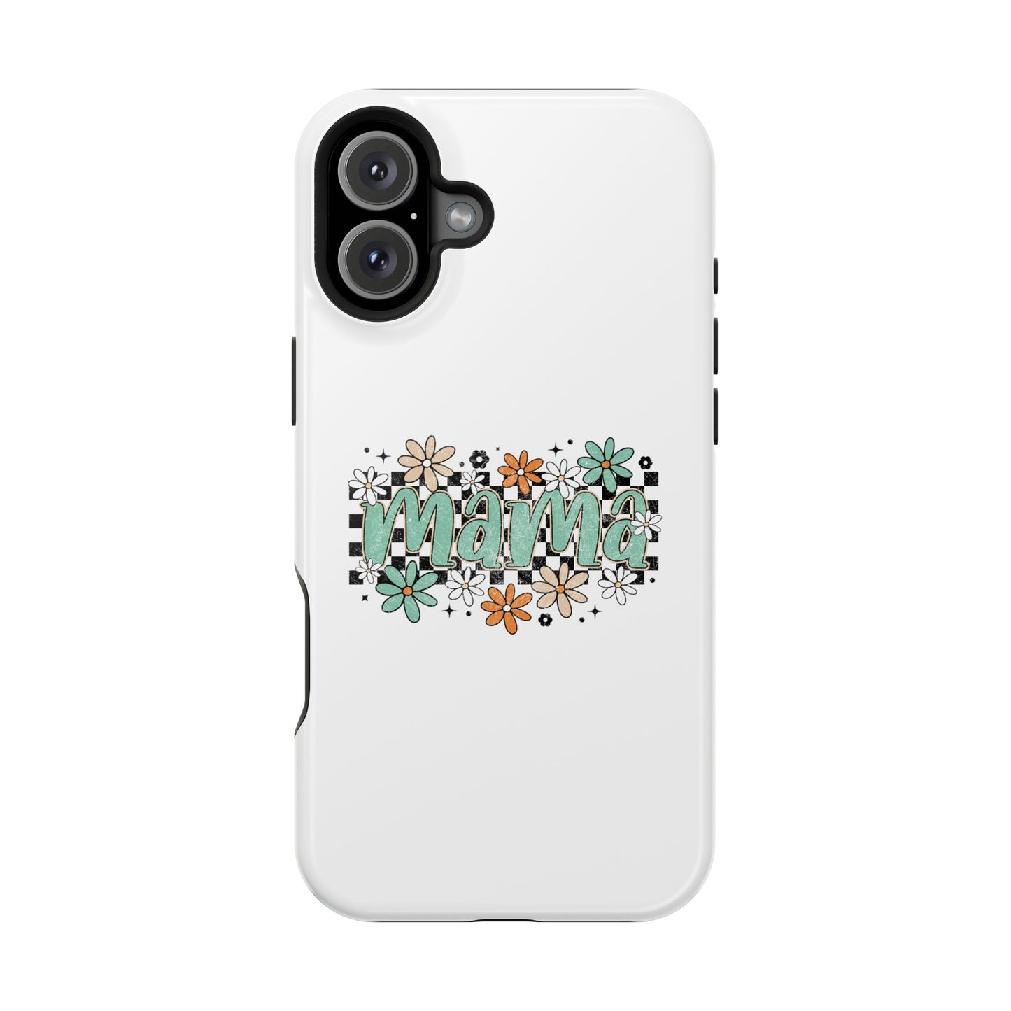 Mama floral checkerboard phone case | Magnetic impact-resistant case