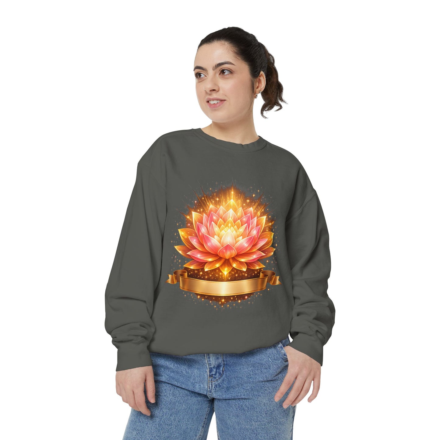 Lotus Glow Sweatshirt — Golden Floral Chakra Crewneck