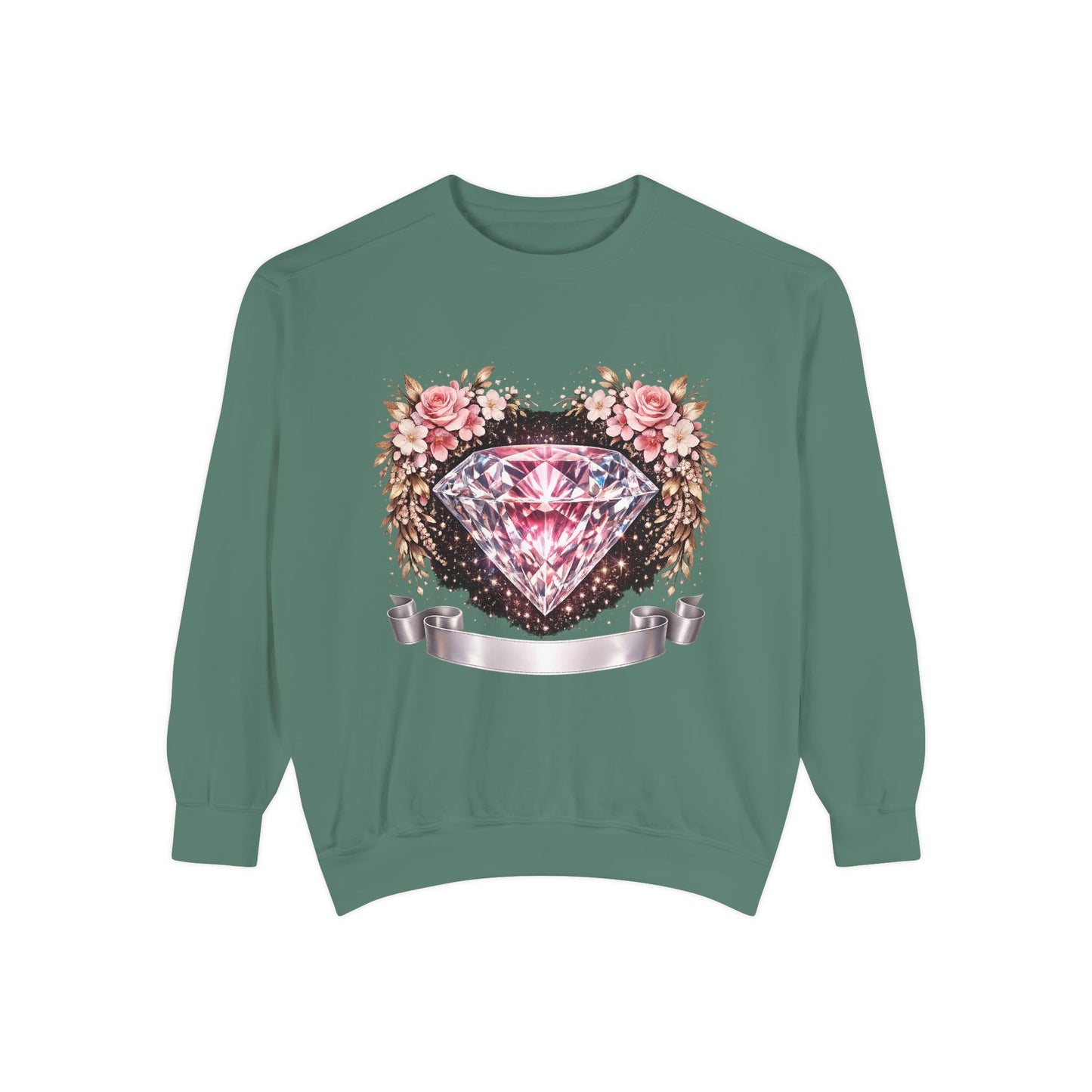 Diamond Floral Sweatshirt — Pink Gem Graphic Crewneck