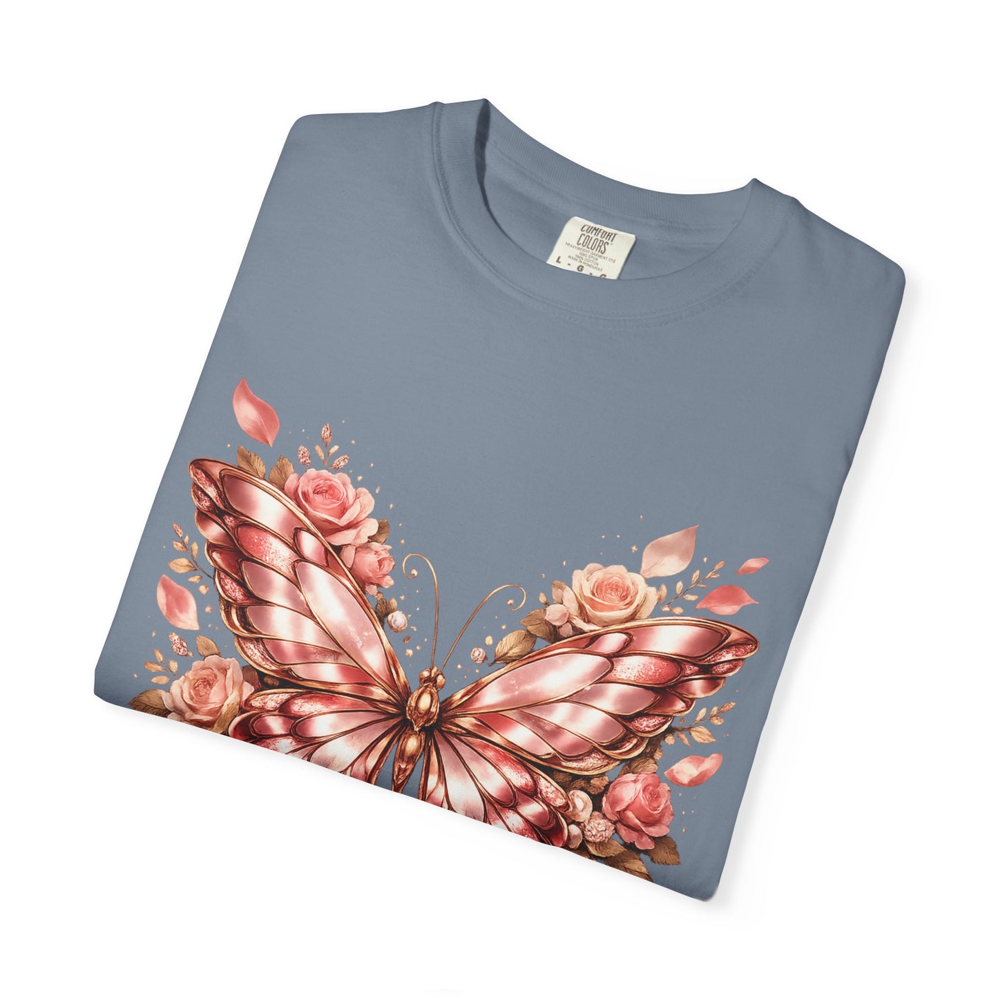 Rose Gold Butterfly T-Shirt — Floral Ribbon Graphic Tee