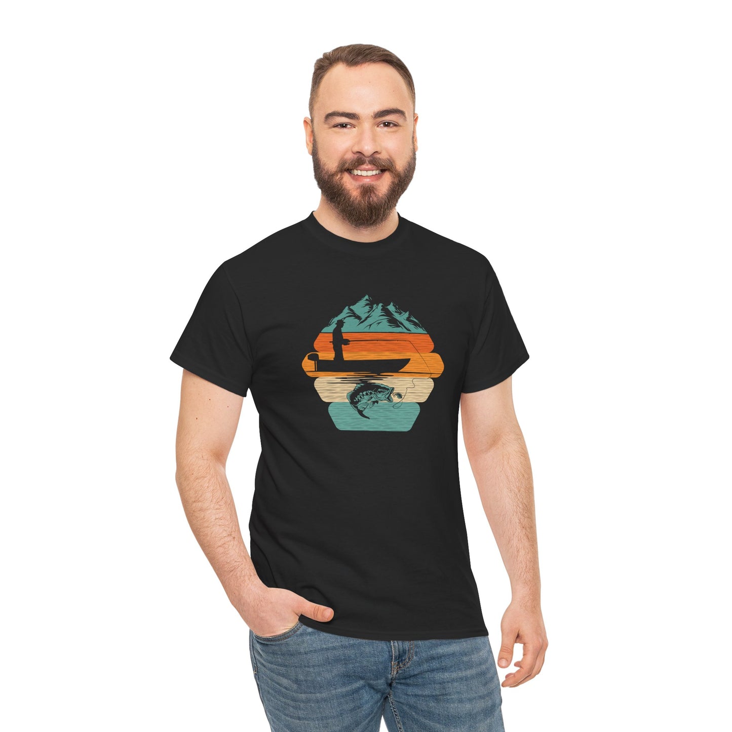 Retro Mountain Surf Tee — Vintage Sunset Waves Nature T-Shirt