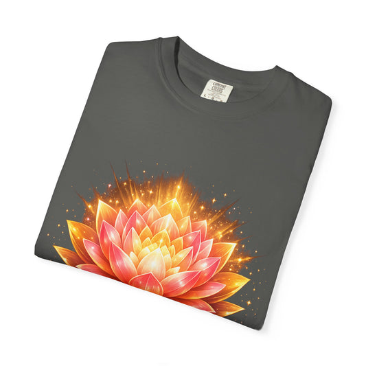 Lotus Bloom Graphic T-Shirt — Golden Floral Mandala Tee